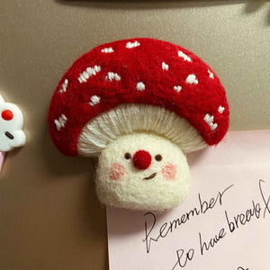 Whimsical Mushroom Fridge Magnets - Handcrafted Felt Decor