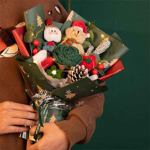 Christmas Crochet Flowers Bouquet Handmade Knitted Flower Gift for Her