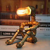 Creative Iron Tube Robot Table Lamp Water Pipe Light Retro Table Lamp for Bedroom