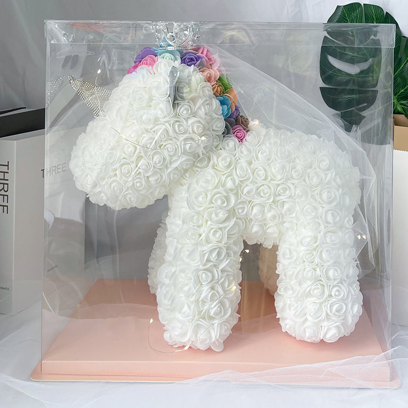 Group shot of several Rose Flower Unicorns in varied sizes – ideal for party favours, gifts and decorations
