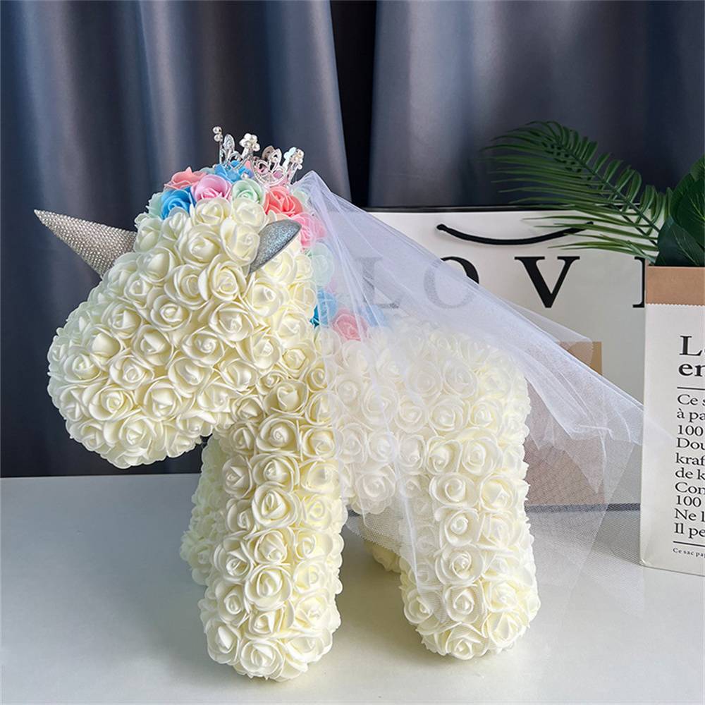 Enchanting Rose Flower Unicorn — Handmade Foam Unicorn Gift for Valentine's Day