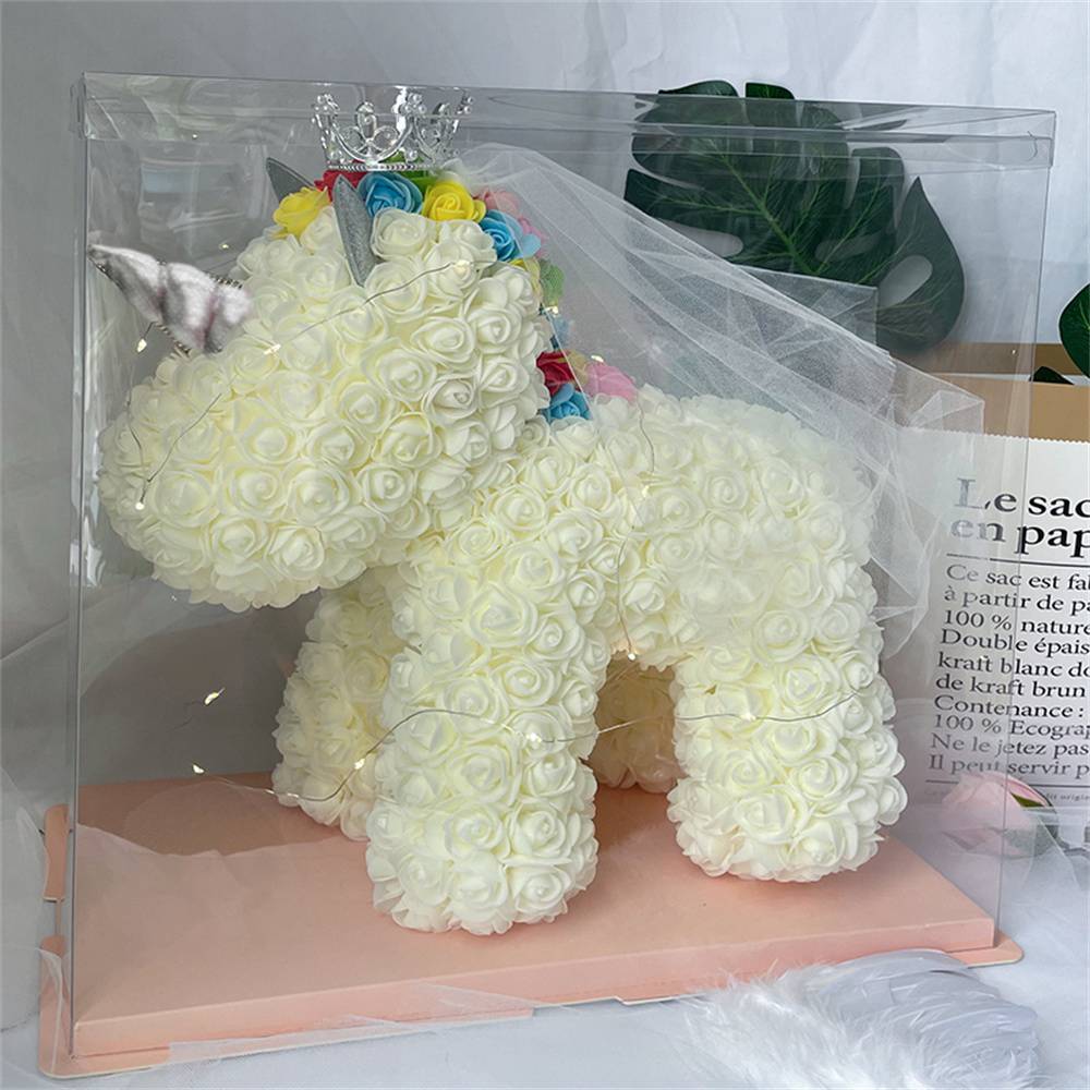 Enchanting Rose Flower Unicorn — Handmade Foam Unicorn Gift for Valentine's Day