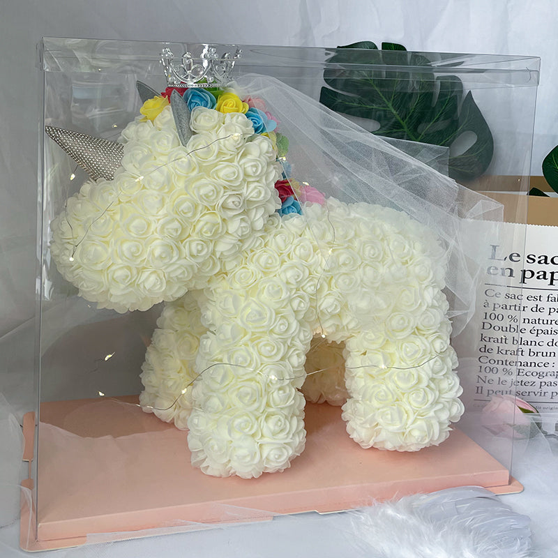 Enchanting Rose Flower Unicorn — Handmade Foam Unicorn Gift for Valentine's Day