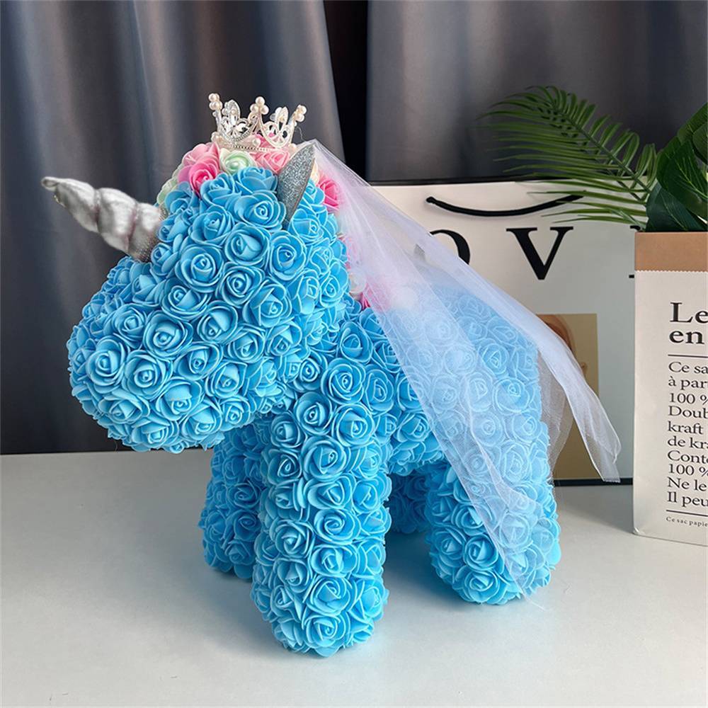 Enchanting Rose Flower Unicorn — Handmade Foam Unicorn Gift for Valentine's Day