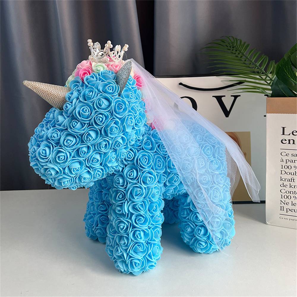 Enchanting Rose Flower Unicorn — Handmade Foam Unicorn Gift for Valentine's Day