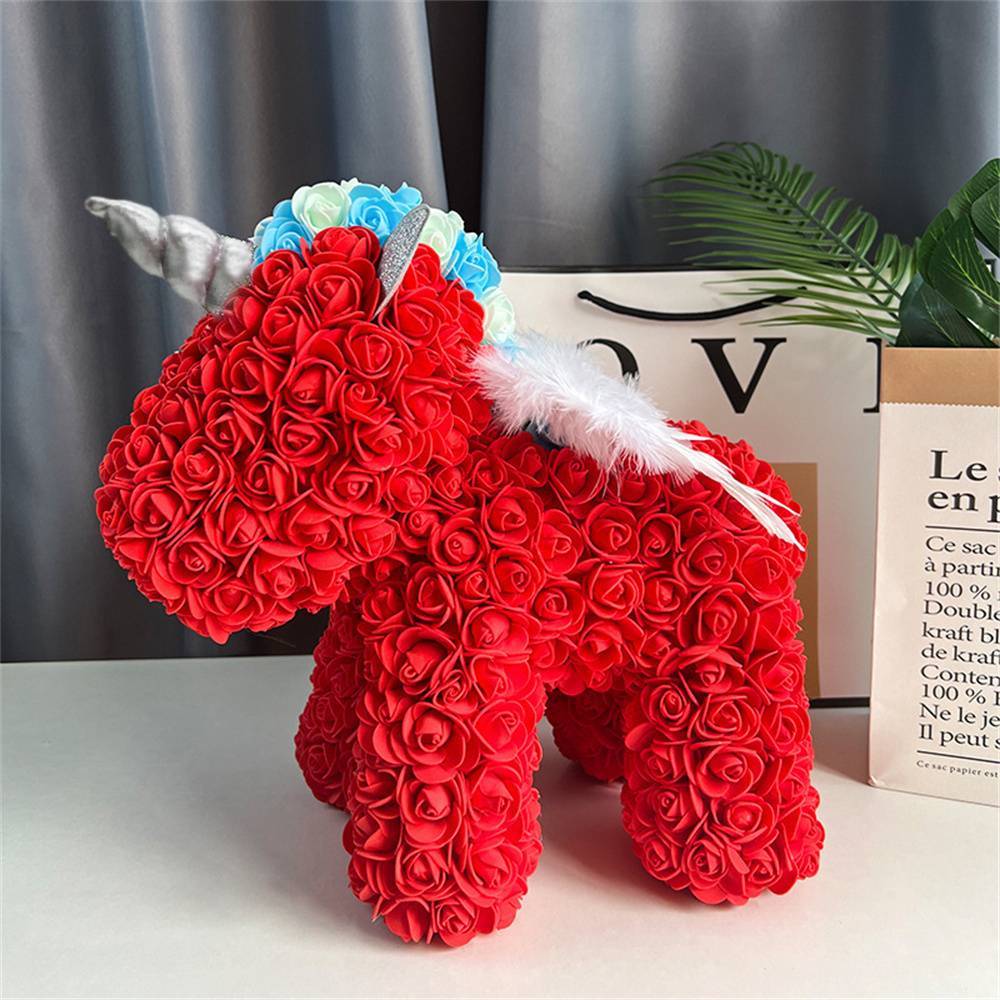 Enchanting Rose Flower Unicorn — Handmade Foam Unicorn Gift for Valentine's Day