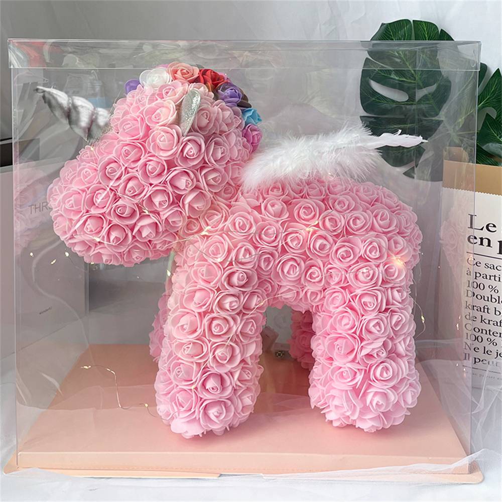 Enchanting Rose Flower Unicorn — Handmade Foam Unicorn Gift for Valentine's Day