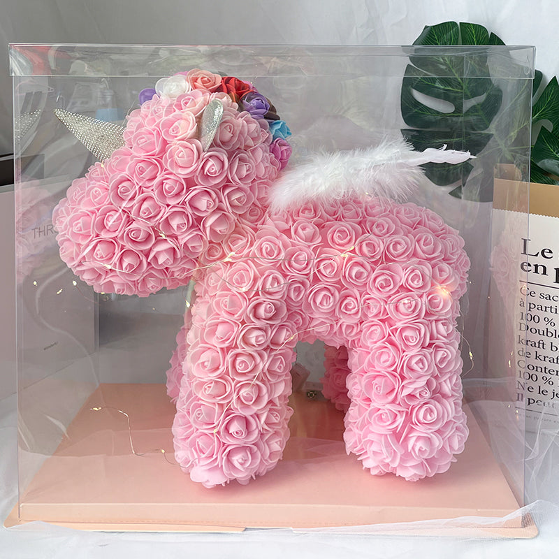 Enchanting Rose Flower Unicorn — Handmade Foam Unicorn Gift for Valentine's Day