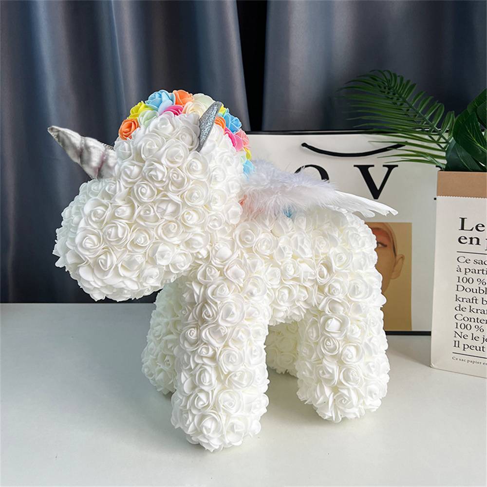 Enchanting Rose Flower Unicorn — Handmade Foam Unicorn Gift for Valentine's Day