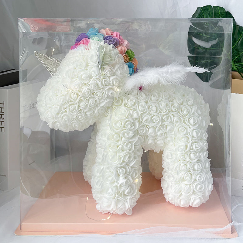 Enchanting Rose Flower Unicorn — Handmade Foam Unicorn Gift for Valentine's Day