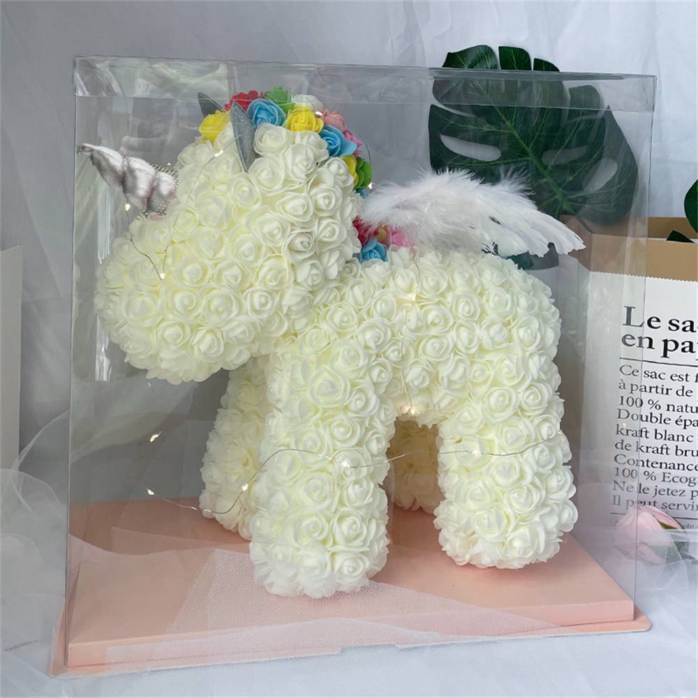 Enchanting Rose Flower Unicorn — Handmade Foam Unicorn Gift for Valentine's Day