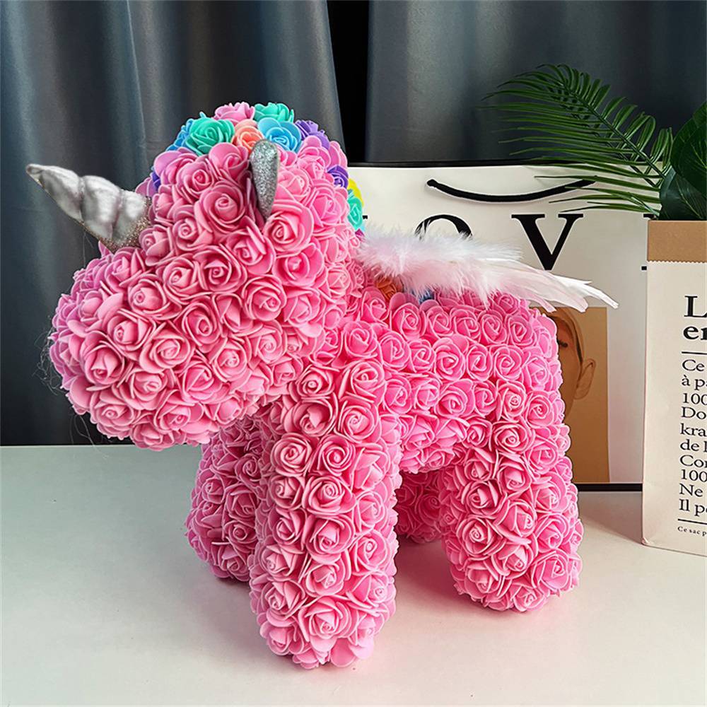 Enchanting Rose Flower Unicorn — Handmade Foam Unicorn Gift for Valentine's Day