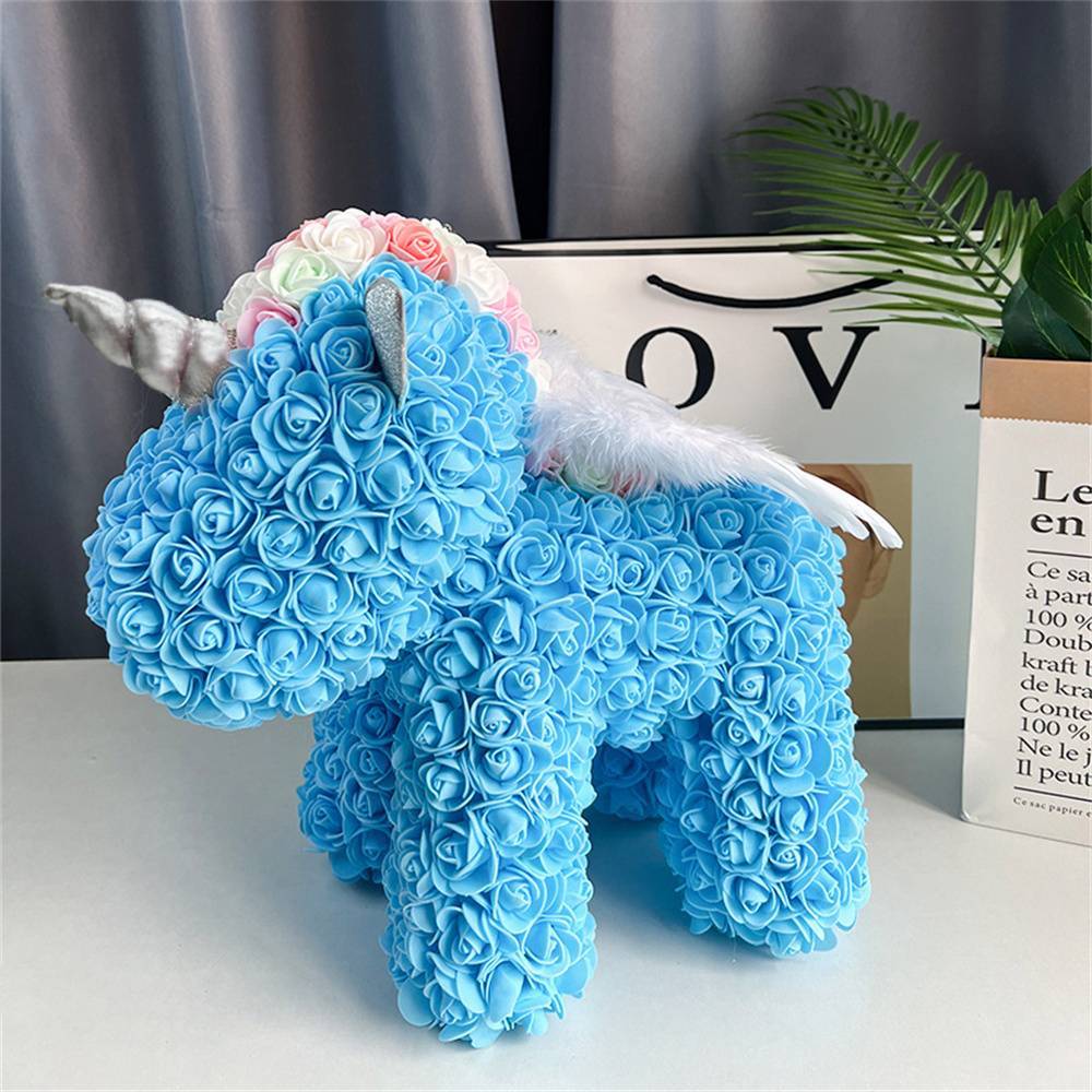 Enchanting Rose Flower Unicorn — Handmade Foam Unicorn Gift for Valentine's Day
