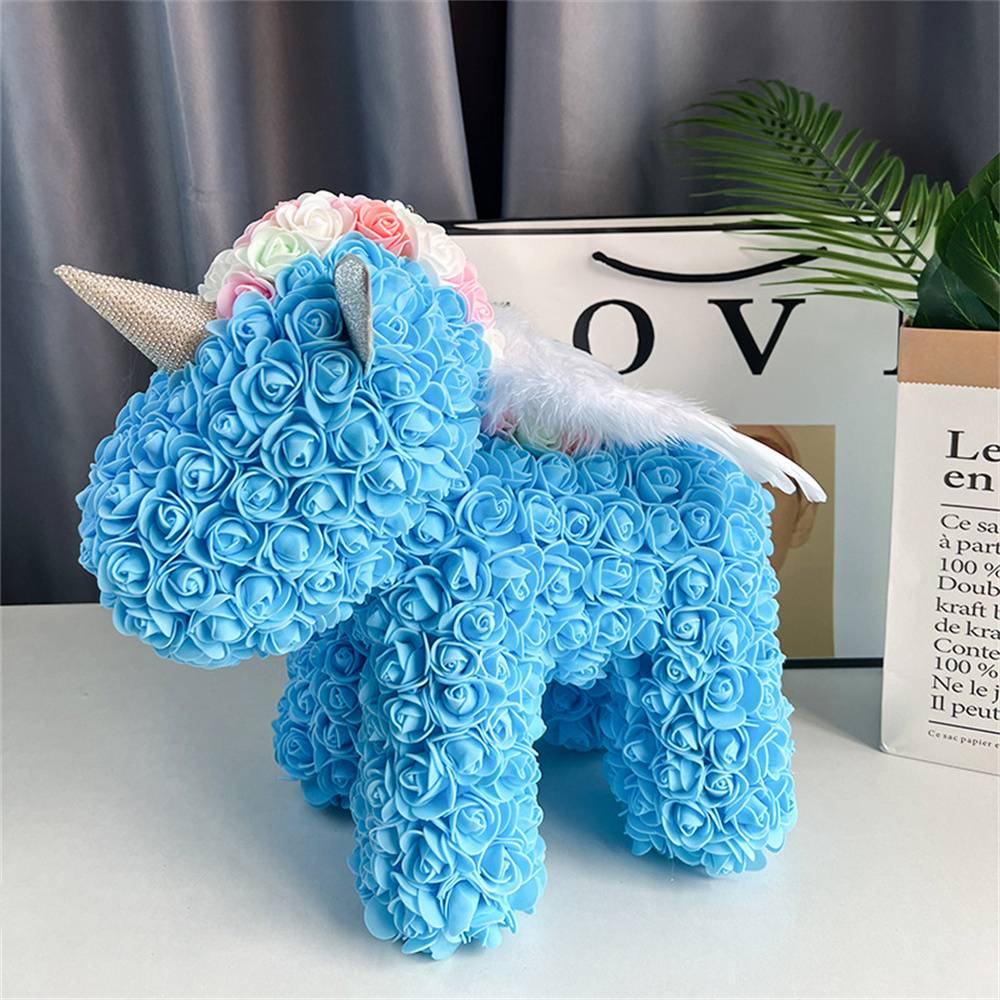 Enchanting Rose Flower Unicorn — Handmade Foam Unicorn Gift for Valentine's Day