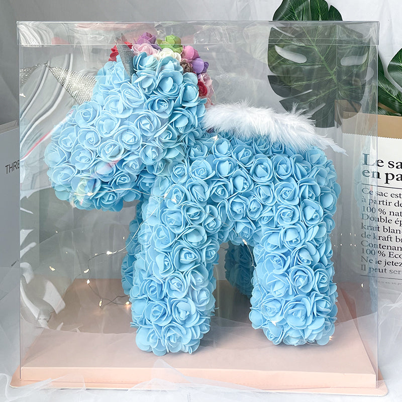 Enchanting Rose Flower Unicorn — Handmade Foam Unicorn Gift for Valentine's Day