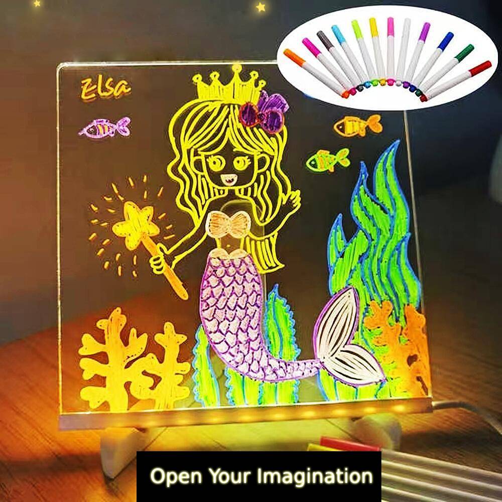 Different colour glow on a writable acrylic LED sign.