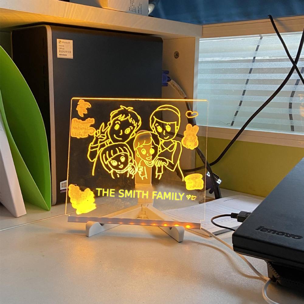 LED glowing acrylic note board for home or office use.