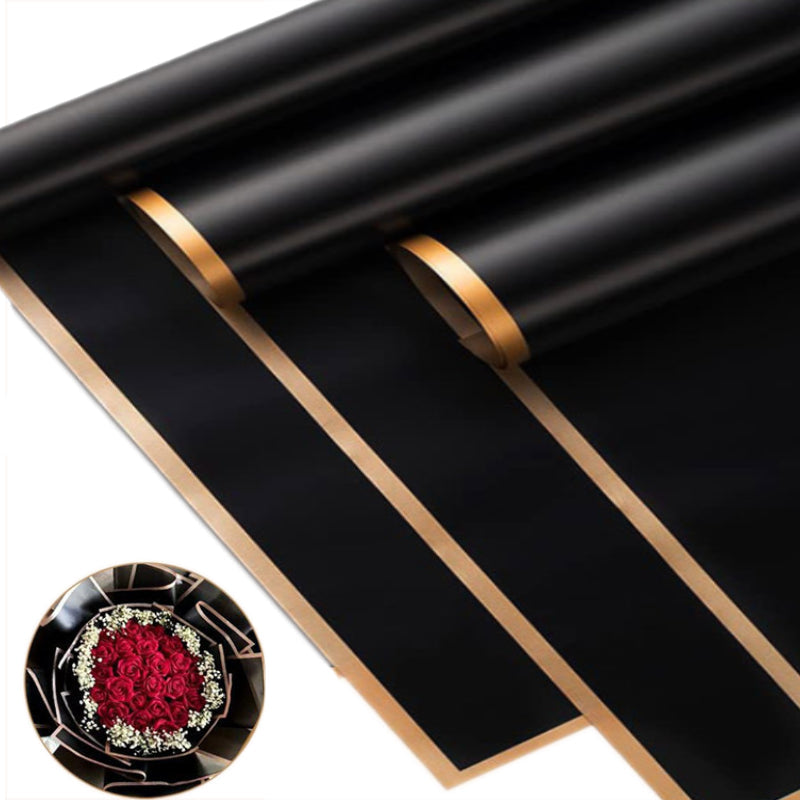 Premium Gold-Edge Flower Wrapping Paper | Wedding & Gift Bouquet Packaging