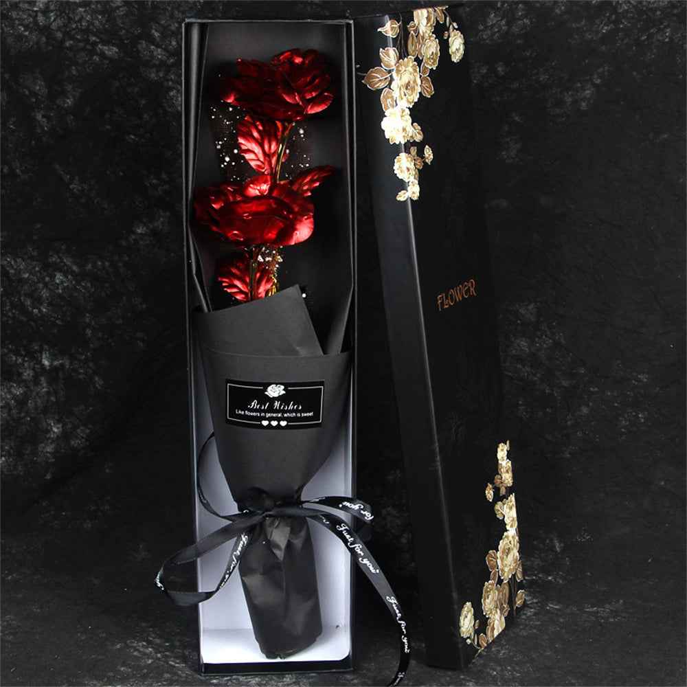 Gold Foil Roses Colorful Rose Bouquet Artificial Forever Flowers Valentine's Day Gifts for Lover