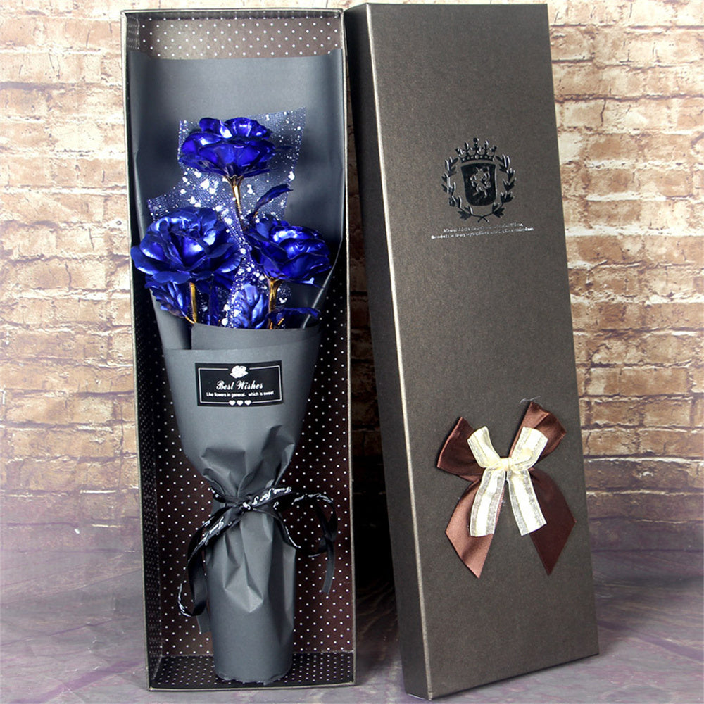 Gold Foil Roses Bouquet - Forever Artificial Flowers for Valentine's Day Gifts