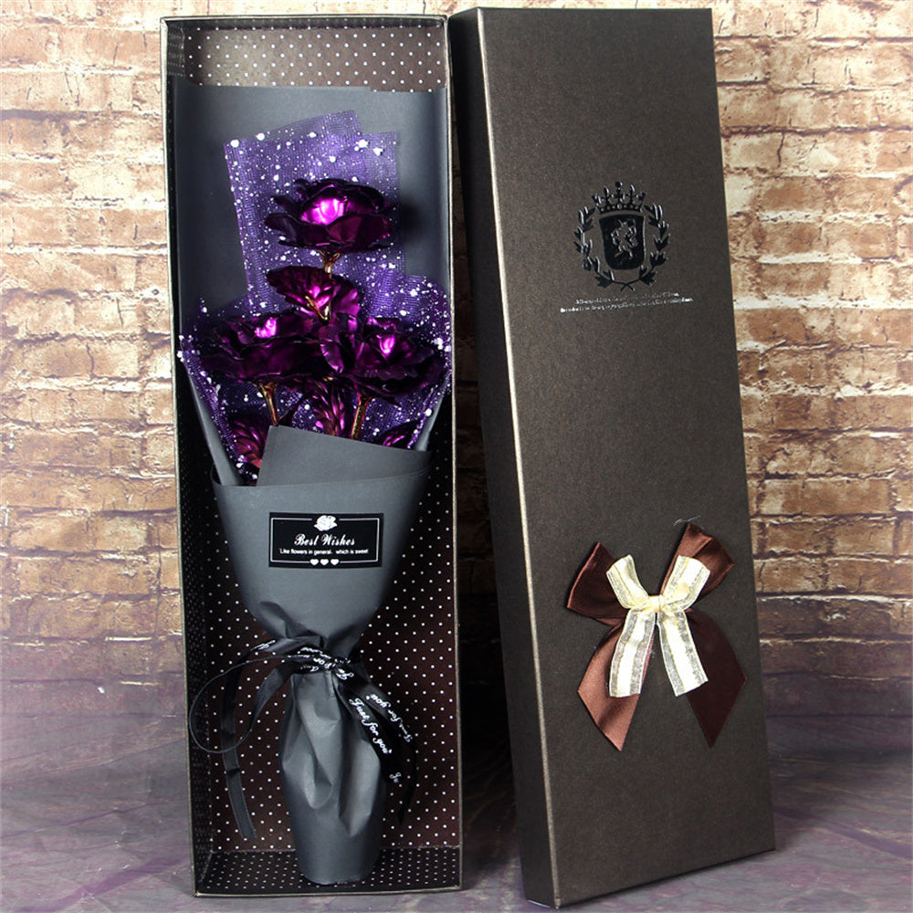 Gold Foil Roses Bouquet - Forever Artificial Flowers for Valentine's Day Gifts