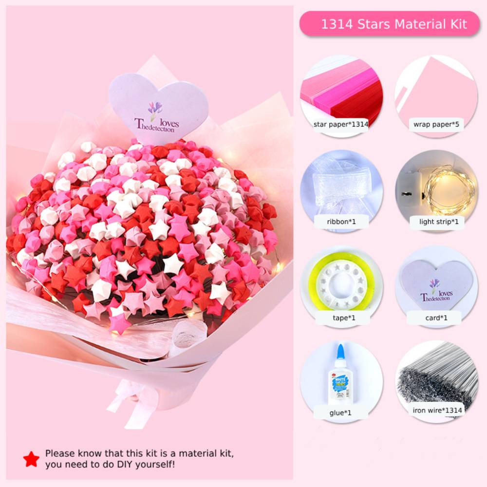 DIY Lucky Paper Stars Bouquet Set | Personalised Valentine's Gift for Couples