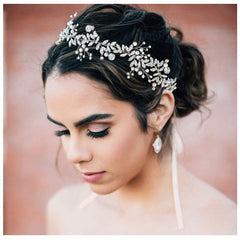 Vintage Boho Wedding Hairpiece with Pearls & Rhinestones for Bride & Bridesmaids