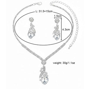 Bridal Rhinestone Heart Necklace and Earrings Set – Elegant Wedding Jewelry