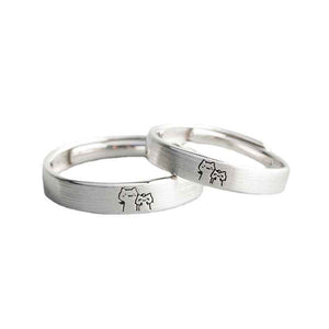 Cute Cat Matching Ring Adjustable Ring Animal Couple Jewelry Gift