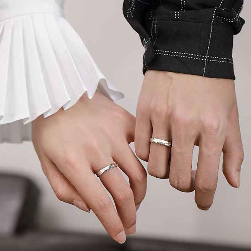 Mountain Ocean Couple Rings Matching Adjustable Ring Jewelry Gift for Lovers
