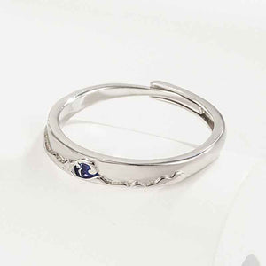 Mountain Ocean Couple Rings Matching Adjustable Ring Jewelry Gift for Lovers