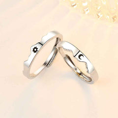 Sun and Moon Couple Rings Matching Promise Ring Adjustable Ring Gift for Lovers