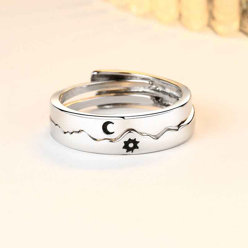Sun and Moon Couple Rings Matching Promise Ring Adjustable Ring Gift for Lovers