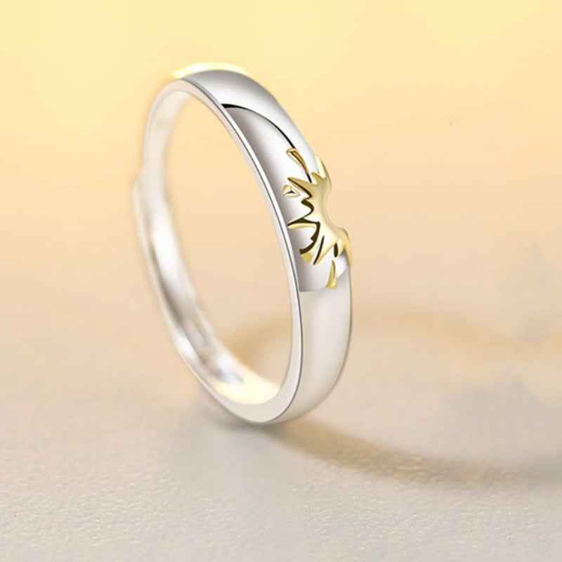 Sunflower Matching Promise Rings Couple Adjustable Ring Jewelry Gift for Lovers