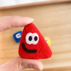 Adorable Handmade Felt Mushroom Brooch - Triangle Circle Square Design