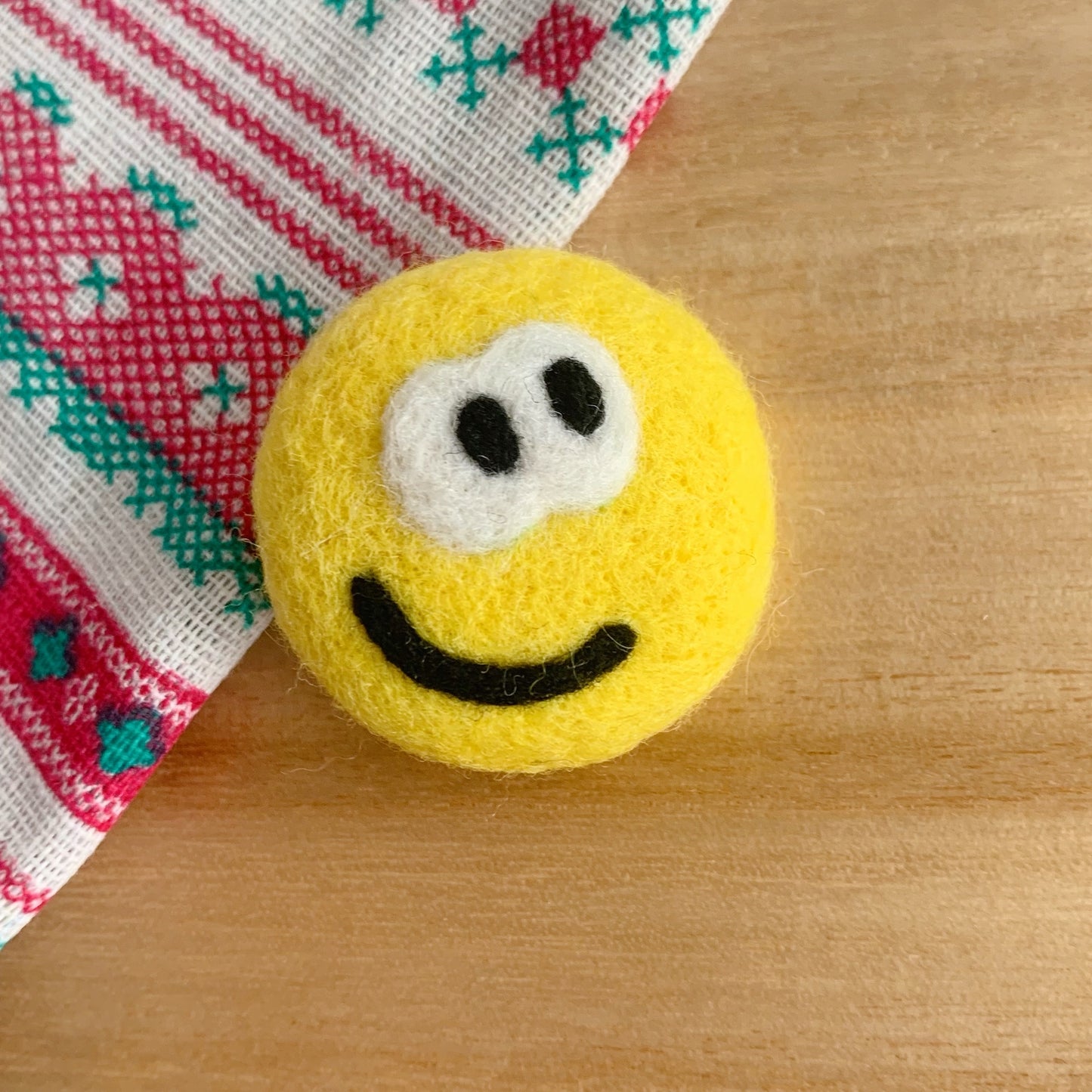Handmade Felt Mushroom Brooch - Unique Geometric Design Triangle Circle Square