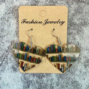 Cat Dog Book Earrings Funny Acrylic Bookshelf Earring Jewelry for Book Lover Gifts