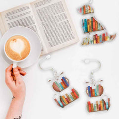 Cat Dog Book Earrings Funny Acrylic Bookshelf Earring Jewelry for Book Lover Gifts