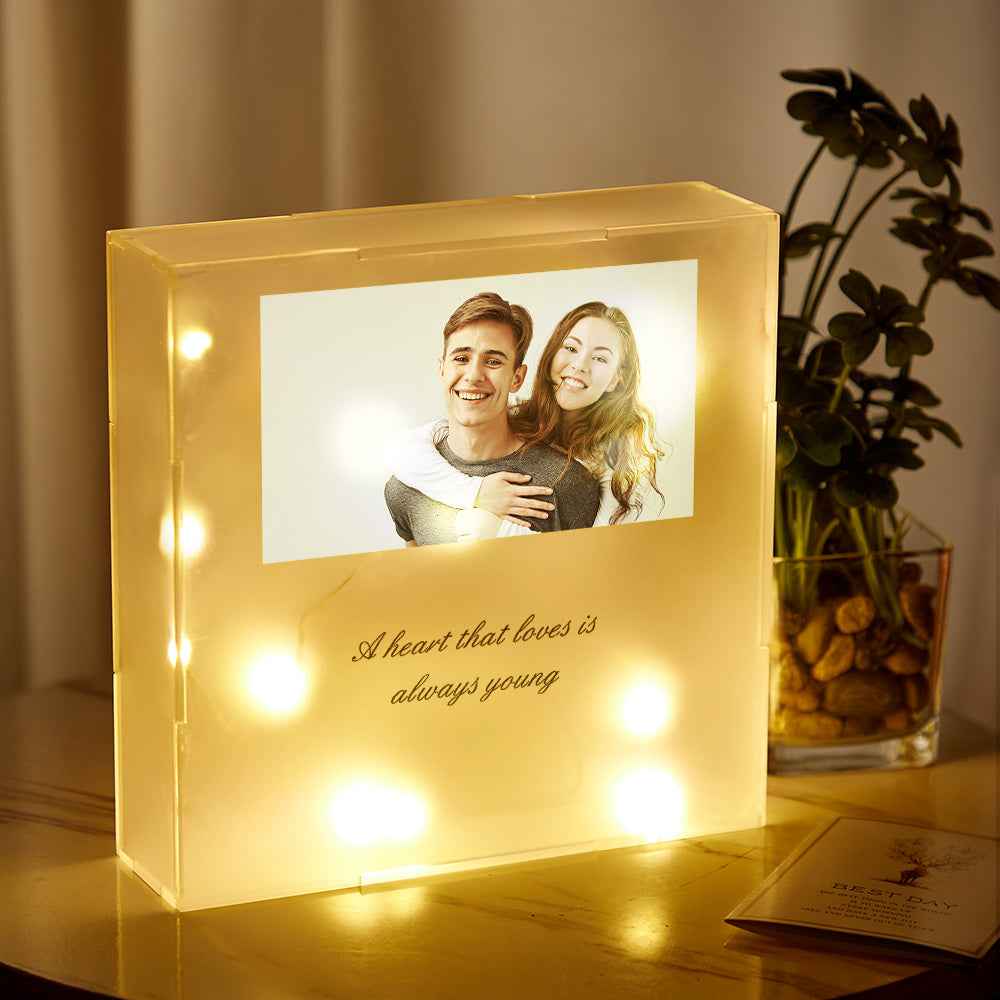 Personalized Photo Frosted Acrylic Decor Night Light Unique Lighted Block Lamp Gift for Girl