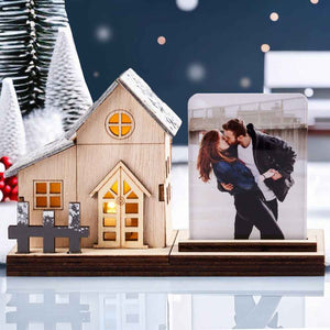 Custom Photo Mini Lighted House Personalized Wooden Night Light Decor For Christmas Day