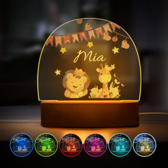 Personalised Santa & Elk Christmas Tree Night Light - Custom Name Desk Lamp