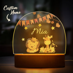 Personalised Santa & Elk Christmas Tree Night Light - Custom Name Desk Lamp