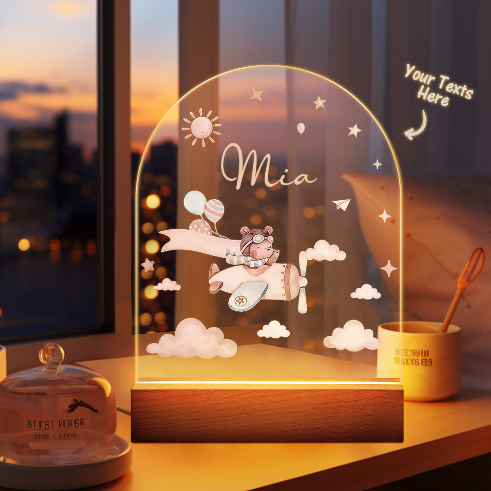 Personalised Santa & Elk Christmas Tree Night Light - Custom Name Desk Lamp