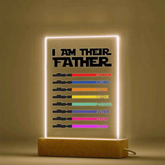 Personalized 8 Names I Am Their Father Night Light Acrylic Light Saber Plaque Father's Day Gifts