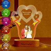 Custom Photo Engraved 3-Heart Night Lights Desk Decoration