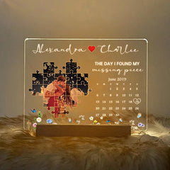 Personalised 'The Day I Found My Missing Piece' LED Light Frame - Romantic Valentine's Gift