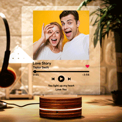 Personalised Acrylic Music Photo Plaque with 7 Colour Night Light