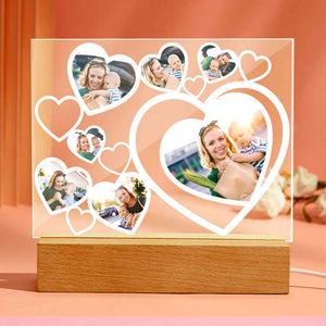 Love Heart Custom Photo Black Lamp Multiphotos Night Light