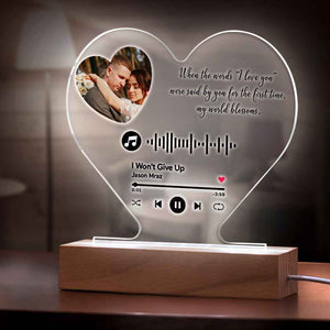 Love Gifts Custom Heart-Shaped Code Music Plaque Night Light Engraved Text Plaque
