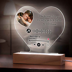 Love Gifts Custom Heart-Shaped Code Music Plaque Night Light Engraved Text Plaque